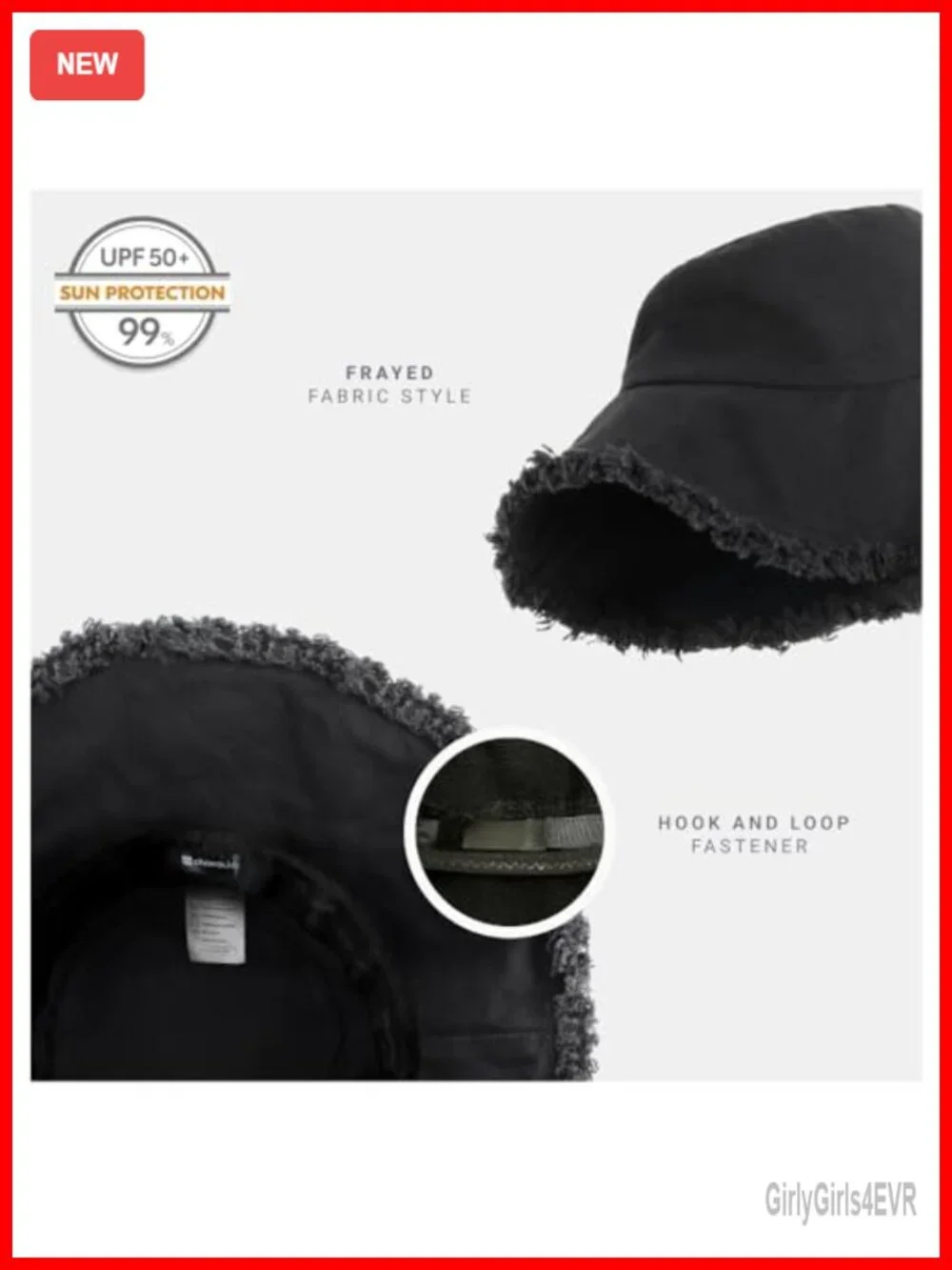 Frayed Bucket Hat - Trendy Washed Cotton Wide Brim Boonie Outdoor Sun Hat